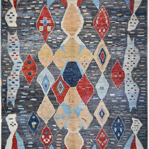 Handknuten Moracco Oriental Gabbeh rug from Orientmattor, 294x260 cm, featuring traditional geometric patterns and rich colors.