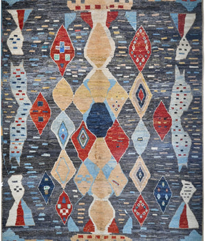 Handknuten Moracco Oriental Gabbeh rug from Orientmattor, 294x260 cm, featuring traditional geometric patterns and rich colors.