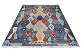 Handwoven Oriental Gabbeh rug by Orientmattor, Moroccan style, 294x260 cm with intricate patterns and vibrant colors.