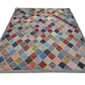 Handwoven Moracco Oriental Gabbeh rug from Orientmattor, 295x250 cm, featuring traditional geometric patterns and rich colors.