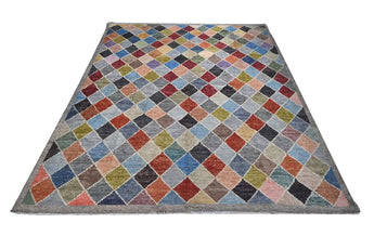 Handwoven Moracco Oriental Gabbeh rug from Orientmattor, 295x250 cm, featuring traditional geometric patterns and rich colors.