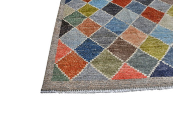 Handwoven Moracco Oriental Gabbeh rug by Orientmattor, 295x250 cm with intricate patterns and rich colors.