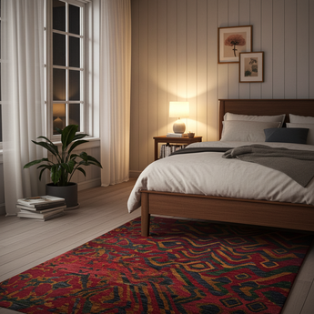 Handwoven Moracco Oriental Gabbeh rug by Orientmattor, 296x252 cm, featuring traditional Moroccan geometric patterns.