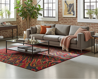 Handwoven Moracco Oriental Gabbeh rug by Orientmattor, 296x252 cm, featuring traditional patterns and rich, earthy colors.