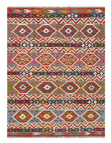 Handwoven Kelim-Chobi Oriental rug by Orientmattor, 190x144 cm, featuring intricate patterns and rich colors.