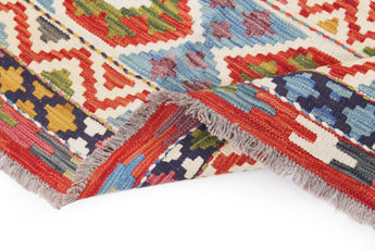 Handwoven Kelim-Chobi Oriental rug by Orientmattor, 190 x 144 cm, featuring traditional geometric patterns and vibrant colors.