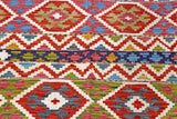 Handwoven Kelim-Chobi Oriental rug by Orientmattor, 190 x 144 cm, featuring traditional geometric patterns and rich colors.