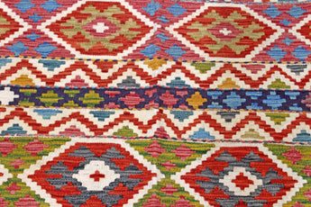 Handwoven Kelim-Chobi Oriental rug by Orientmattor, 190 x 144 cm, featuring traditional geometric patterns and rich colors.