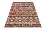 Handwoven Kelim-Chobi Oriental rug by Orientmattor, 190 x 144 cm, detailed traditional geometric patterns on a vibrant textile.