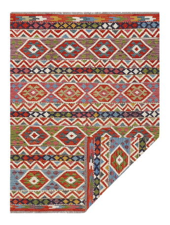Handwoven Kelim-Chobi Oriental rug by Orientmattor, 190x144 cm, showcasing intricate traditional patterns and rich colors.