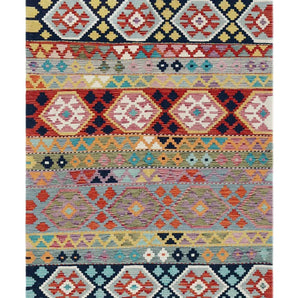 Handwoven Kelim-Chobi Oriental rug from Orientmattor, 199x125 cm, featuring traditional geometric patterns and rich colors.