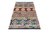 Handwoven Kelim-Chobi Oriental rug by Orientmattor, 199x125 cm, featuring traditional patterns and vibrant colors.