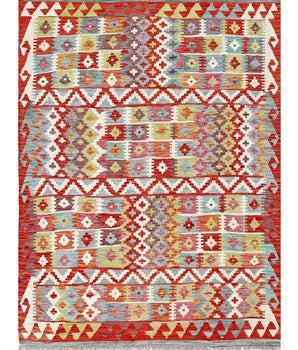Handwoven Kelim Chobi Oriental rug by Orientmattor, 199x149 cm with intricate geometric patterns and rich colors.