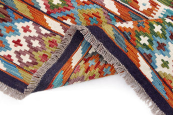 Handwoven Kelim-Chobi Oriental rug by Orientmattor, 228x173 cm with intricate traditional patterns.