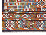 Handwoven Kelim-Chobi Oriental rug by Orientmattor, 228x173 cm, showing intricate geometric patterns and rich earthy tones.