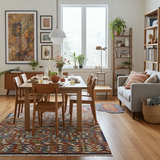 Handwoven Kelim-Chobi Oriental rug from Orientmattor, 228 x 173 cm, featuring traditional geometric patterns and earthy tones.