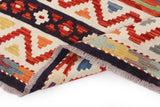 Handwoven Kelim-Chobi Oriental rug by Orientmattor, 243 x 169 cm, featuring traditional geometric patterns and rich earthy tones.