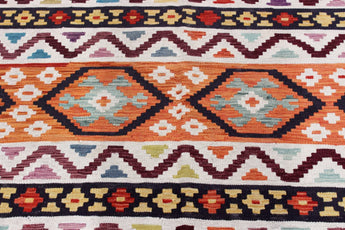 Handwoven Kelim-Chobi oriental rug by Orientmattor, 243 x 169 cm, featuring traditional geometric patterns and rich colors.
