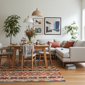 Handwoven Kelim-Chobi Oriental rug by Orientmattor, 243 x 169 cm, detailed geometric patterns on a traditional woven mat.