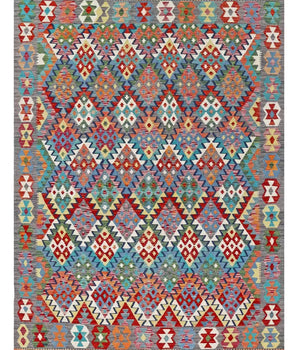 Handwoven Kelim-Chobi Oriental rug by Orientmattor, 245x180 cm, featuring intricate traditional patterns and rich colors.