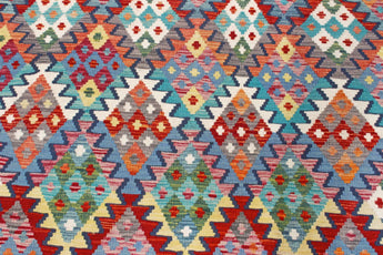 Handwoven Kelim-Chobi Oriental rug by Orientmattor, 245x180 cm, showcasing intricate traditional geometric patterns.
