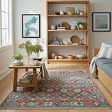 Handwoven Kelim-Chobi oriental rug by Orientmattor, 245x180 cm, featuring intricate traditional patterns and rich colors.