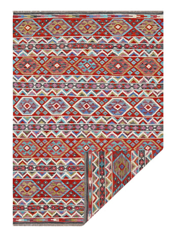 Handwoven Kelim-Chobi Oriental rug by Orientmattor, 250 x 175 cm, featuring traditional geometric patterns and rich earthy tones.