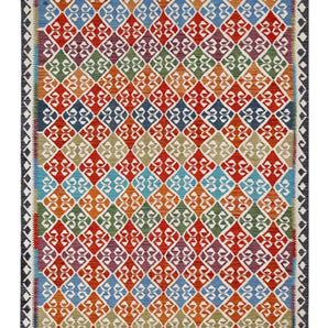 Handwoven Kelim Chobi Oriental rug by Orientmattor, 293x198 cm, featuring traditional geometric patterns and rich earthy tones.