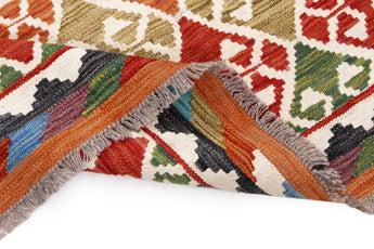 Handwoven Kelim Chobi Oriental rug by Orientmattor, 293x198 cm, featuring traditional geometric patterns and rich earthy tones.