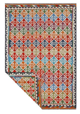 Handwoven Kelim-Chobi Oriental rug by Orientmattor, 293 x 198 cm, detailed traditional pattern and vibrant colors.