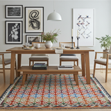 Handwoven Kelim-Chobi Oriental rug from Orientmattor, 293 x 198 cm, featuring intricate traditional patterns and rich colors.