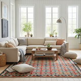 Handwoven Kelim Oriental rug by Orientmattor, 293x198 cm, featuring traditional patterns and rich colors, ideal for living rooms.