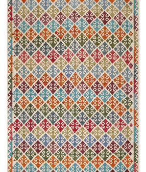 Handwoven Kelim-Chobi Oriental rug by Orientmattor, 296x207 cm, featuring intricate traditional patterns and rich colors.