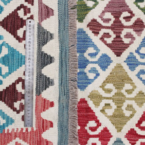 Handwoven Kelim-Chobi Oriental rug, 296x207 cm, featuring traditional patterns, from Orientmattor, showcasing intricate craftsmanship.