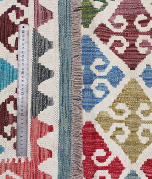 Handwoven Kelim-Chobi Oriental rug, 296x207 cm, featuring traditional patterns, from Orientmattor, showcasing intricate craftsmanship.