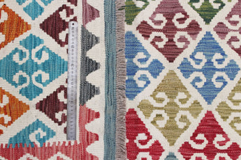 Handwoven Kelim-Chobi Oriental rug, 296x207 cm, featuring traditional patterns, from Orientmattor, showcasing intricate craftsmanship.