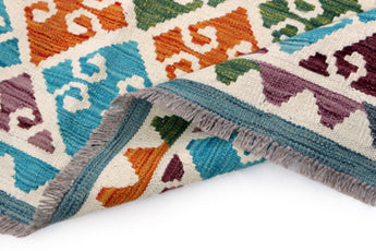 Handwoven Kelim-Chobi Oriental rug by Orientmattor, 296x207 cm, intricate traditional design, detailed close-up of woven pattern.