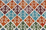 Handwoven Kelim-Chobi Oriental rug by Orientmattor, 296 x 207 cm, featuring traditional geometric patterns and rich earthy tones.