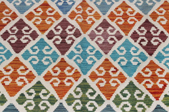 Handwoven Kelim-Chobi Oriental rug by Orientmattor, 296 x 207 cm, featuring traditional geometric patterns and rich earthy tones.