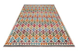 Handwoven Kelim-Chobi Oriental rug by Orientmattor, 296 x 207 cm, detailed traditional geometric patterns on woven surface.