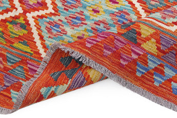Handwoven Kelim Chobi Oriental rug by Orientmattor, 303 x 210 cm, featuring intricate traditional patterns and rich earthy tones.