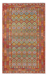 Handwoven Kelim Chobi Oriental rug by Orientmattor, 485 x 295 cm, featuring traditional geometric patterns and rich earthy tones.