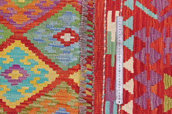 Handwoven Kelim-Chobi Oriental rug by Orientmattor, 485x295 cm, featuring intricate traditional geometric patterns.