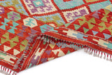 Handwoven Kelim Chobi Oriental rug by Orientmattor, 485x295 cm, featuring traditional geometric patterns and rich earthy tones.