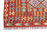 Handwoven Kelim-Chobi Oriental rug by Orientmattor, 485 x 295 cm, featuring traditional geometric patterns on a vibrant background.