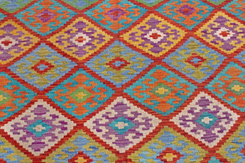 Handwoven Kelim Chobi Oriental rug in beige and brown, 485 x 295 cm, from Orientmattor, showcasing intricate traditional patterns.