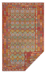 Handwoven Kelim Chobi oriental rug by Orientmattor, 485 x 295 cm, featuring traditional geometric patterns and vibrant colors.