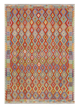Handwoven Kelim-Chobi Oriental rug by Orientmattor, 485x412 cm, featuring intricate traditional patterns and rich colors.