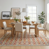 Handwoven Kelim Chobi Oriental rug by Orientmattor, 485x412 cm, detailed geometric patterns on a vibrant, traditional textile.