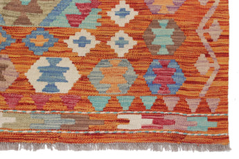 Handwoven Kelim Chobi Oriental rug by Orientmattor, 489 x 301 cm, showcasing intricate patterns and rich earthy tones.